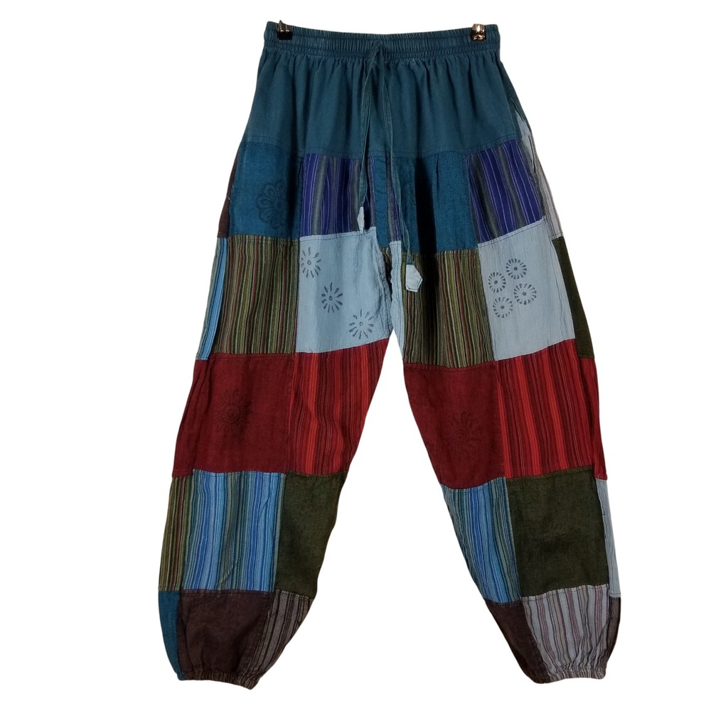 Kathmandu‎ Imports Patchwork Harem Pants Womens Small Cotton Boho Nepal Joggers